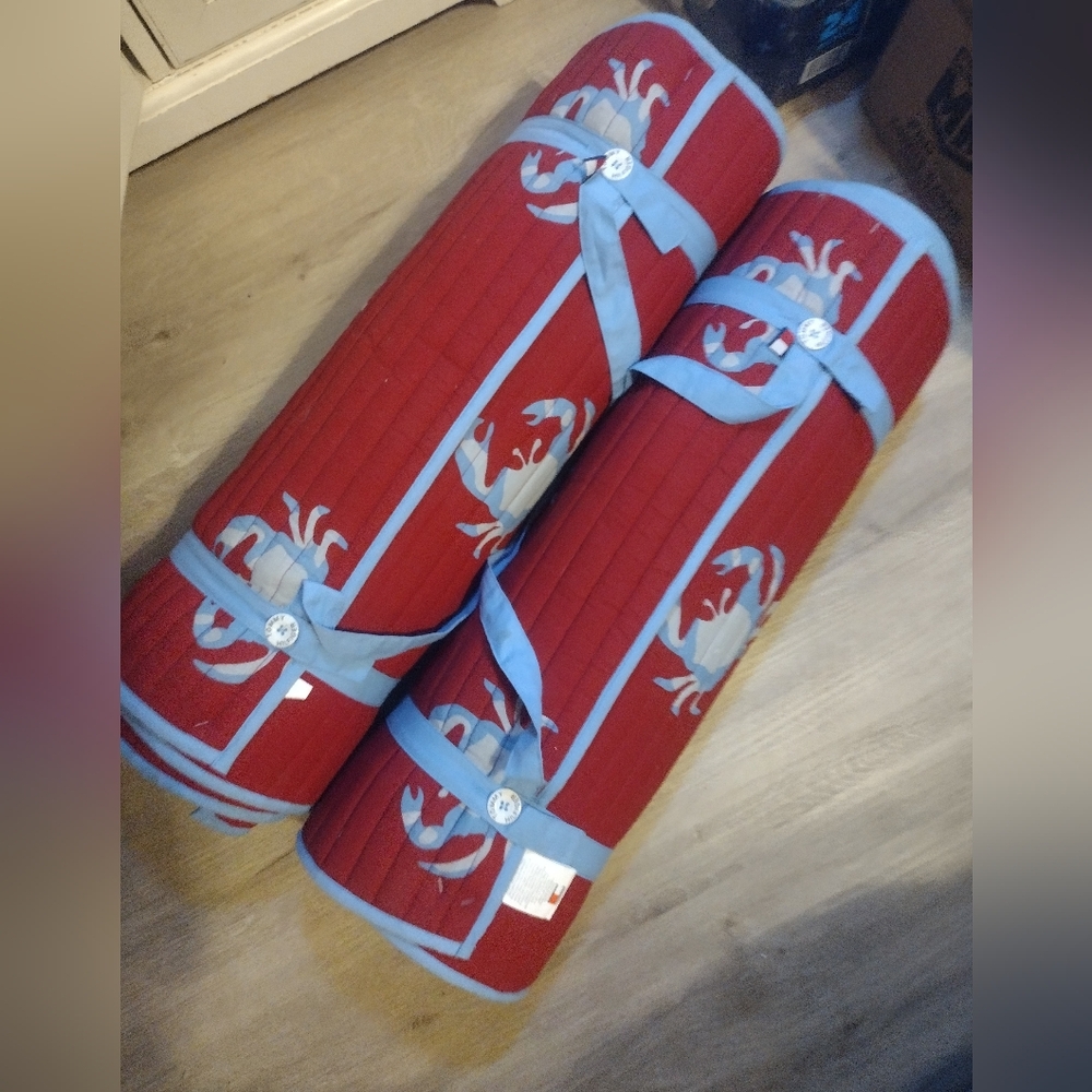 Lot Of 2: Tommy Hilfiger "Crab" Quilted Beach Yoga Roll-Up w/Pillow